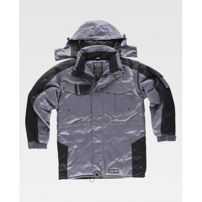 Parka acolchoada combinada em tecido Beaver Nylon