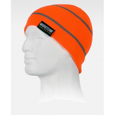 Gorro de tricô de alta visibilidade com duas riscas